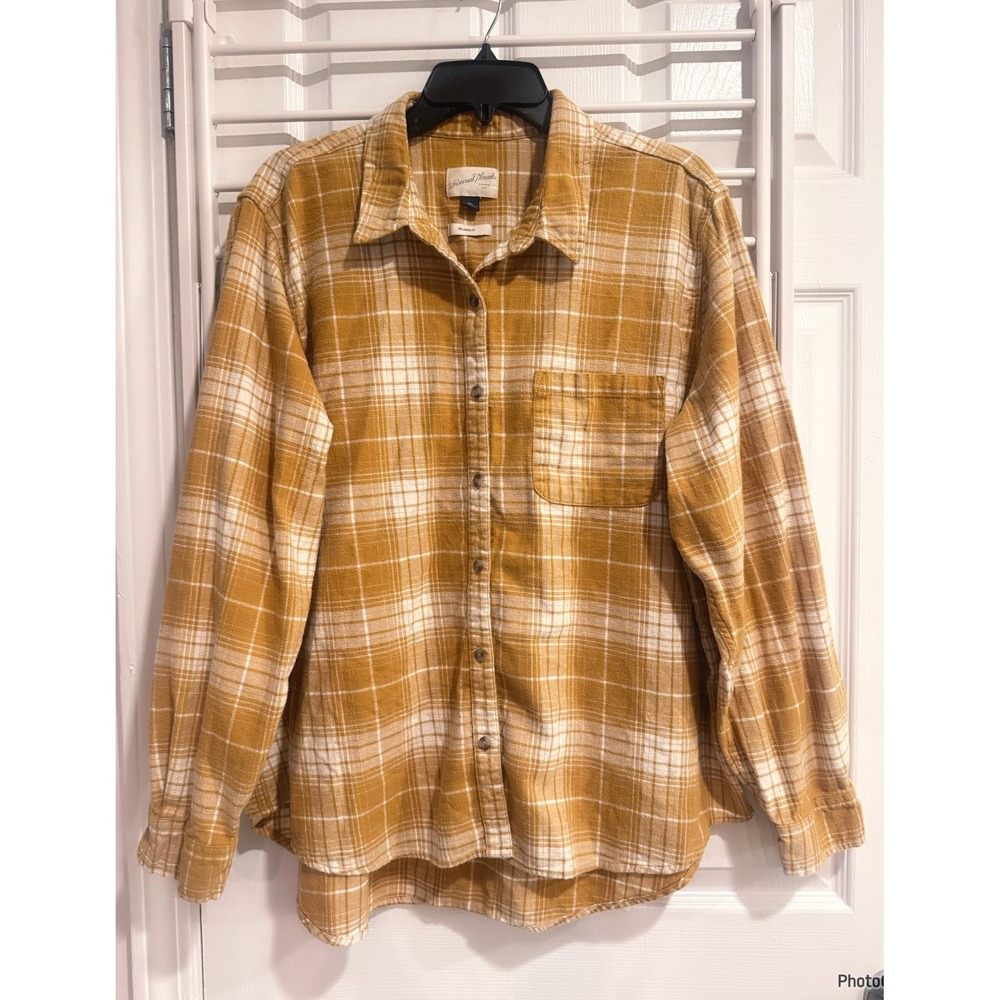Universal Thread Mustard Plaid Flannel Button Down Shirt Gorpcore Lumberjack XXL